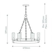 Kattokruunu Collier, 5-lamppuinen, musta, teräs, lasi, E27