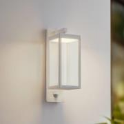 Lucande LED-ulkoseinävalaisin Ferdinand, valkoinen, anturi, 38 cm