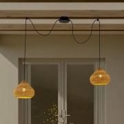 Lucande ulkoriippuvalaisin Taniola, 2-lamppuinen, beige, rottinki, IP4...