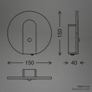 LED-akku-seinävalaisin Taro, musta matta, Ø 15 cm, anturi