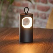LED-akku-pöytälamppu Lunari, musta, 16 cm, metalli, CCT IP44