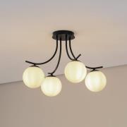 Kattovalaisin Boston, musta/opaali, 4-lamppuinen