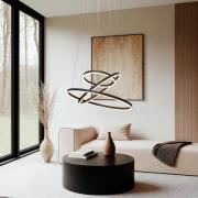 Arcchio LED-riippuvalaisin Albiona, musta, 3 rengasta, Ø 80 cm