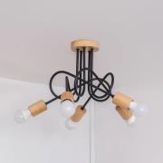 Kattovalaisin Oxford, musta, puu, metalli, 5-lamppuinen, Ø 47 cm