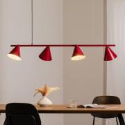 Riippuvalaisin, muoto 4, punainen, metalli, 4-lamppuinen, kartio, E27