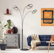 LED-lattiavalo Della, korkeus 190 cm, musta/tummanharmaa, 3-lamppuinen...