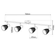 Kattovalaisin Lindita, 4-lamppuinen, lasi, savuharmaa, E14