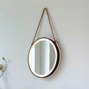 LED-seinäpeili VIDRO, musta, Ø 40 cm, powerbank, ripustettava