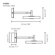 UMAGE LED-seinävalaisin Asteria SHORT HW, kiillotettu teräs, 28 cm