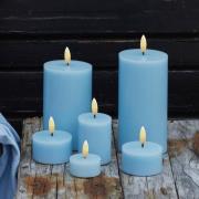 LED-kynttilä Sille, sininen, korkeus 10 cm, vaha, paristokäyttöinen