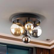 DARK kattovalaisin, 5-lamppuinen, lasi, musta, meripihka, savu