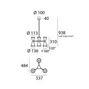 Stilnovo Megafono -riippuvalo, norsunluunvärinen, 54 cm, 6-lamppuinen
