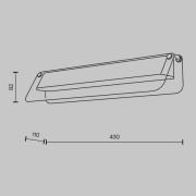 LED-seinävalaisin FLAT, keltainen/messinki, leveys 43 cm, lasi/metalli