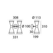 Stilnovo seinälamppu Megafono, norsunluunvärinen, 33 cm, 4-lamppuinen.