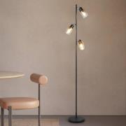 Cadiz-lattiavalaisin, musta/amber, 3-lamppuinen, korkeus 154 cm