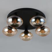 Kattovalaisin Divina, keltainen, Ø 49 cm, 5-lamppuinen, lasi