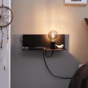 Paulmann seinälamppu Devara, musta 40 cm E27 USB-portti