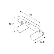 SLV LED-kattokohdevalo Noblo, valkoinen, 2700 K, pituus 24 cm