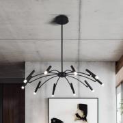 LED-riippuvalaisin Secret, musta, Ø 80 cm, metalli, 10-lamppuinen