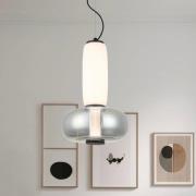 LED-riippuvalaisin Avery, savuharmaa/valkoinen, Ø 32 cm, lasi