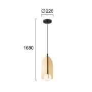 Fedora-riippuvalo, Ø 22 cm, kullanvärinen, metalli/lasi