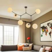 Kattovalaisin Space, musta/opaali, 6-lamppuinen