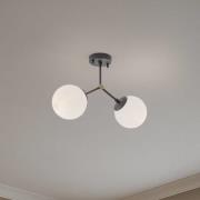 Kattovalaisin Damar, musta, lasi, 2-lamppuinen, pituus 44 cm