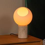 Pöytälamppu Davin, korkeus 26 cm, kermanvärinen/valkoinen, kivi/lasi