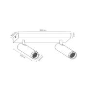 Kattokohdevalo Grado, pituus 25 cm, taupe, metalli, 2-lamppuinen.