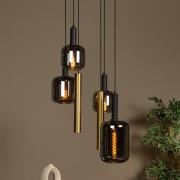 Joanet-riippuvalo, Ø 65 cm, savu/messinki Lasi/metalli 6-lamppuinen.