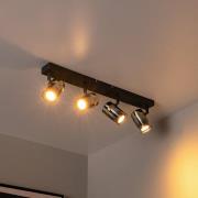 Kattokohdevalo Upton, pituus 56 cm, musta/savuharmaa, 4-lamppuinen.