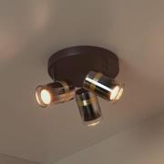 Kattokohdevalo Upton, Ø 31 cm, musta/savuharmaa, 3-lamppuinen.