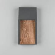 LED-ulkoseinälamppu SALMON, puunäköinen, metalli, korkeus 33 cm, IP44