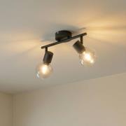 Lindby Pendura kattovalaisin, 2-valaisin, musta, lasi