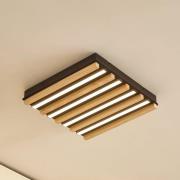 Lindby LED-kattovalaisin Firka, valkoinen, puu, 42 cm, CCT, himmennett...