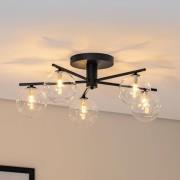 Kattovalaisin Prato, musta/kirkas, lasi, 5-lamppuinen