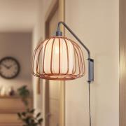 Lindby seinävalaisin Davella, Ø 26 cm, musta, bambu, tekstiili