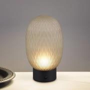 LED-akku-pöytävalaisin Facette, vihreä, USB, lasi,