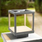 Lucande LED-pollarivalaisin Lealan, harmaa, metalli, 23 cm, IP54