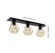 Kattovalaisin Tarbes, 3-lamppuinen, pitkä