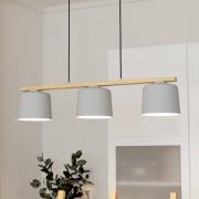 Mariel 3-valo riipusvalaisin vaaleanharmaa luonnonpuu