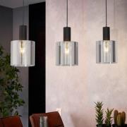 Riippuvalaisin Gorosiba, musta, pituus 85 cm, teräs/lasi, 3-valoisena