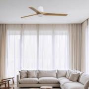 LED-tuuletin Heywood L, valkoinen/puunvärinen, DC, hiljainen, CCT