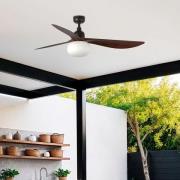 Kattotuuletin valolla Outwood, ruskea, DC, hiljainen, Ø150cm