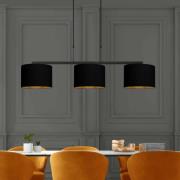 Stang-riippuvalo, musta/musta-kulta, pituus 140 cm, 3-lamppuinen.