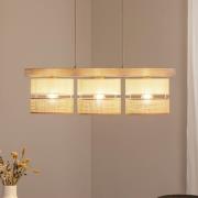 Riippuvalaisin Treeon, 3-lamppuinen, puu, juutti, luonnonväri/ecru