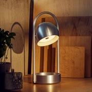 FRANDSEN LED-akku-pöytälamppu Ball Portable, alumiini harjattu
