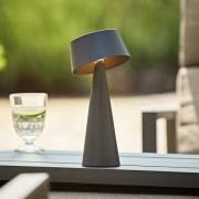 LED-akku-pöytävalaisin Solino, grafiitti, aurinko/USB, 26 cm IP44