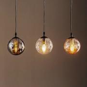 Riippuvalaisin Glassy, 3-lamppuinen, suora, grafiitti/amber/kirkas, la...