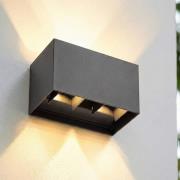 Lindby LED-ulkoseinälamppu Nivar, musta, 4-lamppuinen, 20 cm, IP54